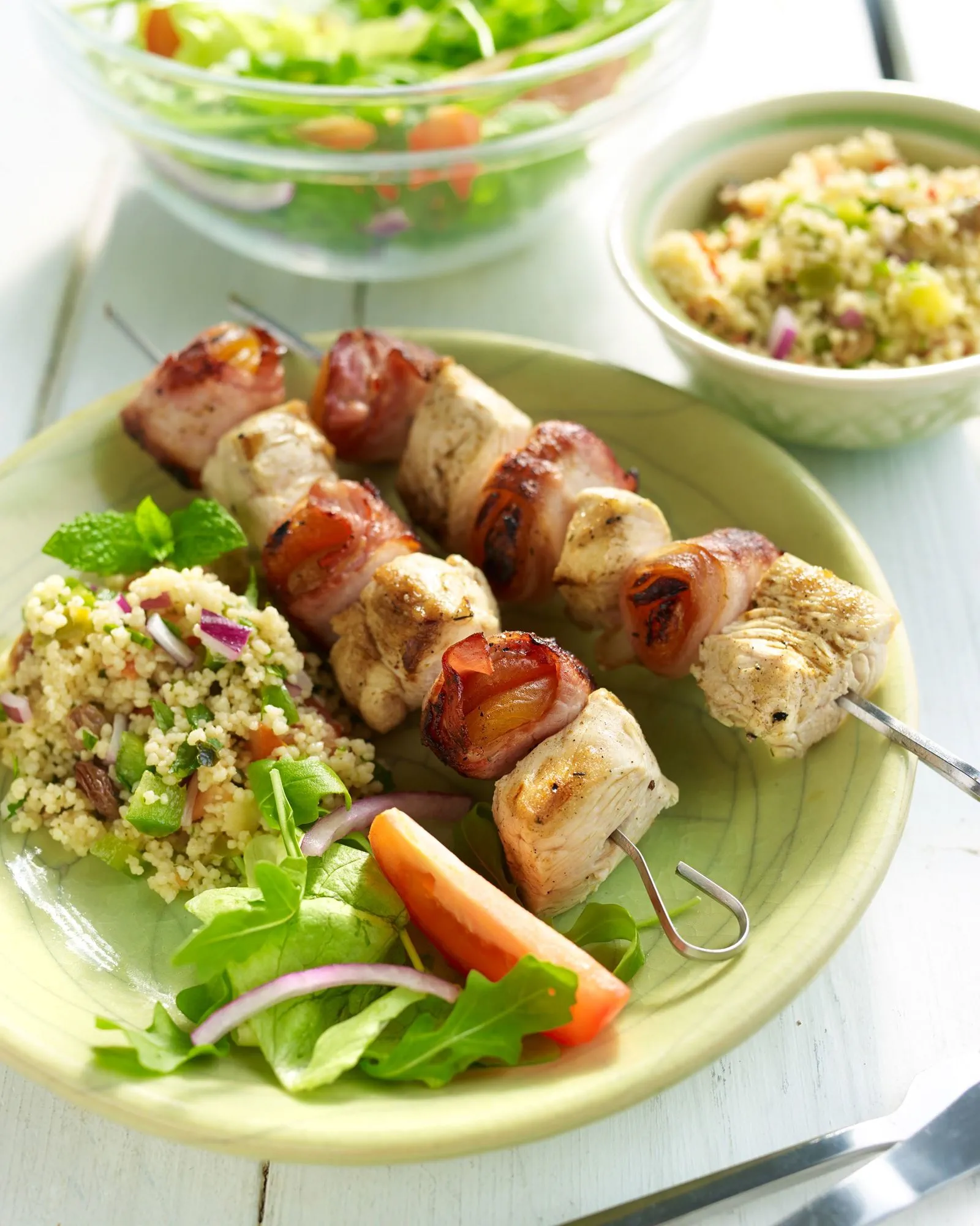 recipe image Brochettes de poulet cajun à l'abricot et au lard